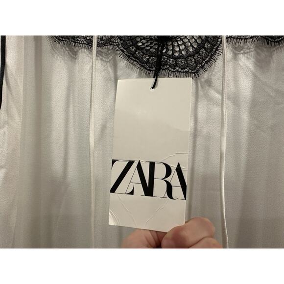 Zara Black White Satin Effect Maxi Long Dress Medium M NEW - Picture 8 of 10